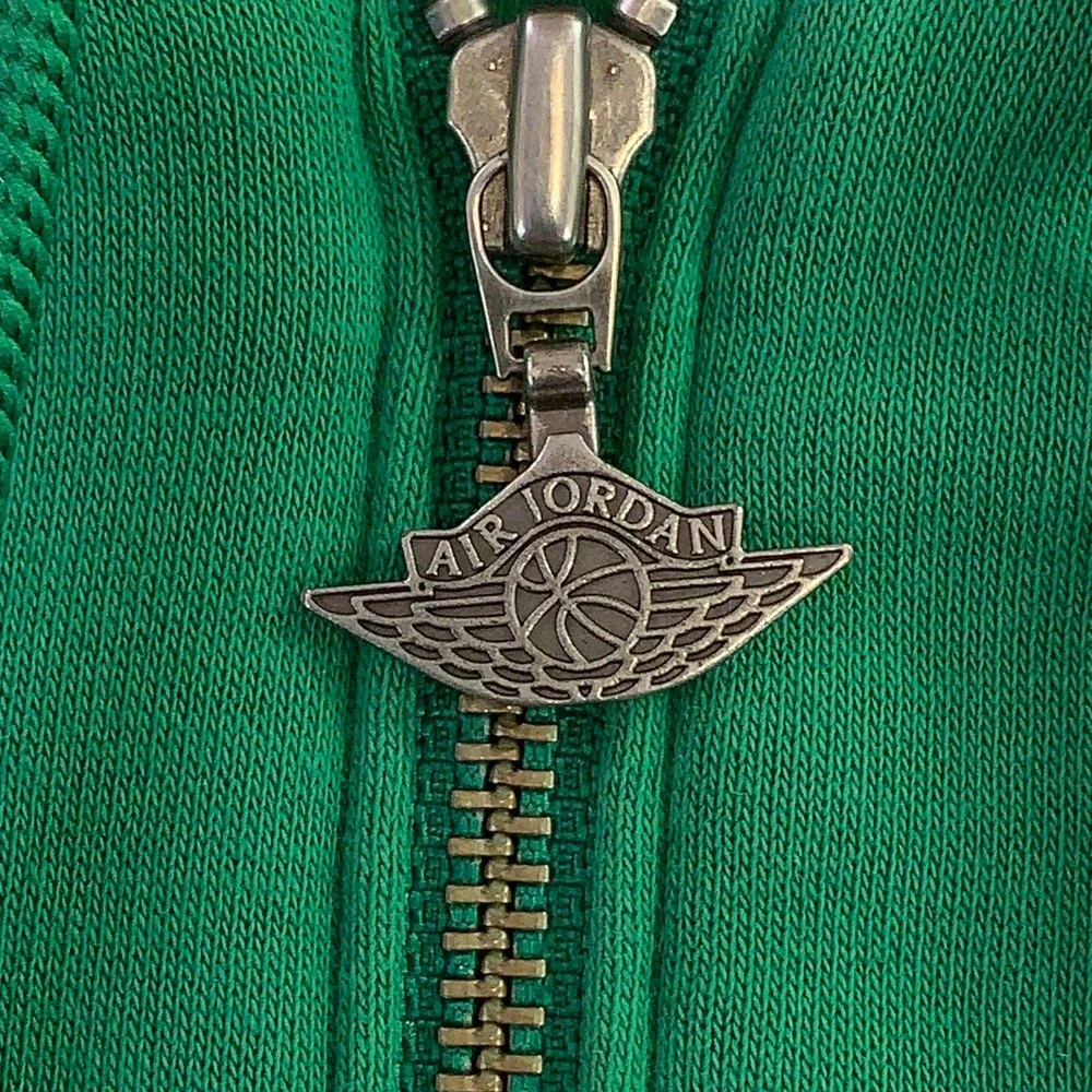 Jordan Mens Large Green Jumpman Full Zip Fleece Hoodie